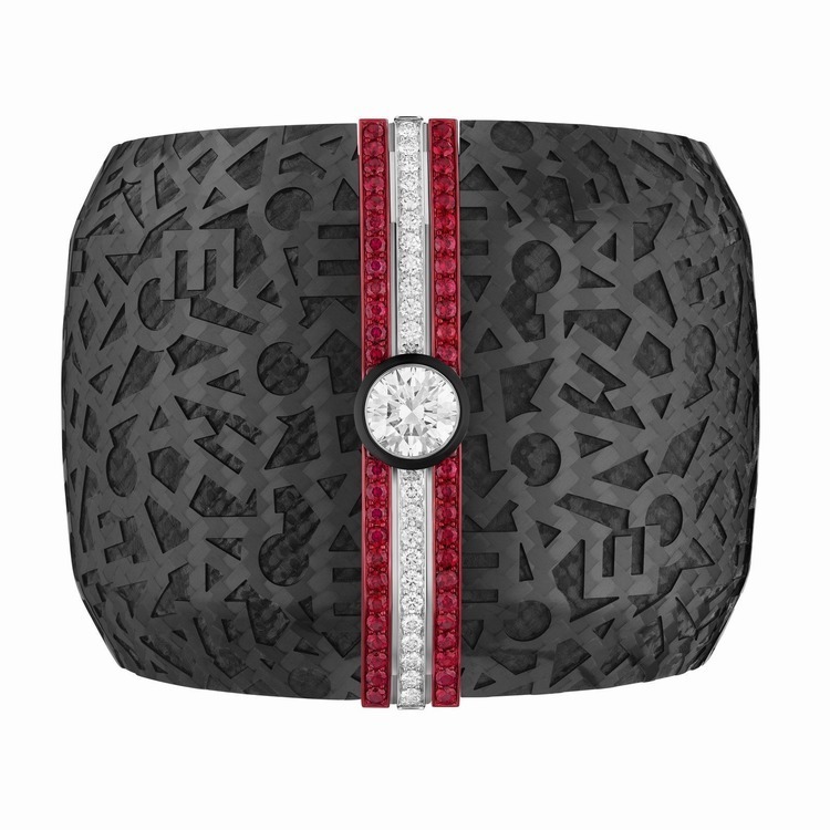 Chanel Chanel Print diamond carbon fiber wide bracelet