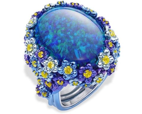 Chopard Floral black opal ring