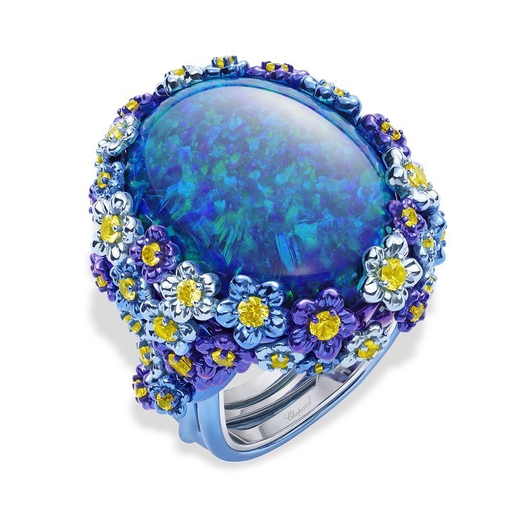 Chopard Floral black opal ring