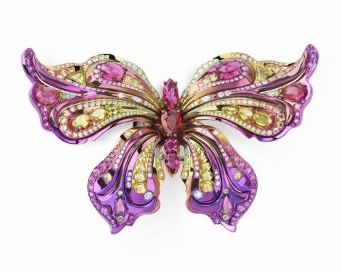 Chopard Red Carpet titanium butterfly ring and brooch
