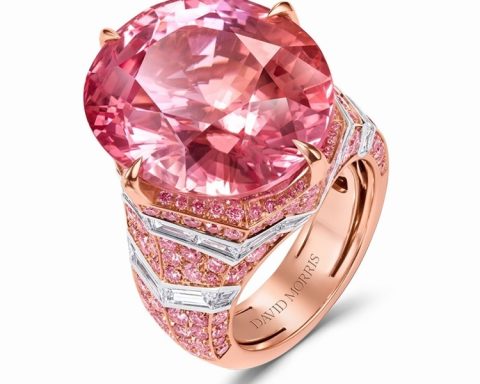 David Morris Horizon padparadscha pink sapphire ring