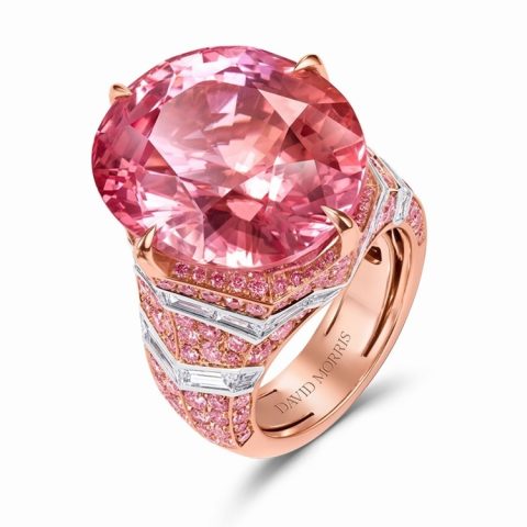 David Morris Horizon padparadscha pink sapphire ring