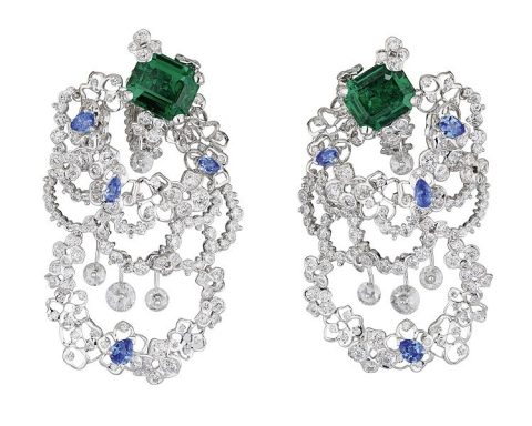 Dior Dentelle Velours Émeraude emerald earrings