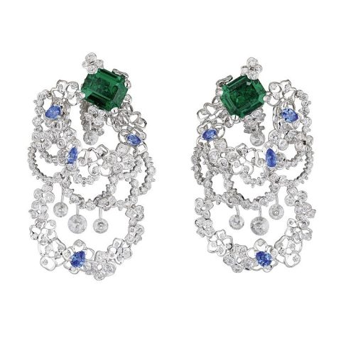 Dior Dentelle Velours Émeraude emerald earrings