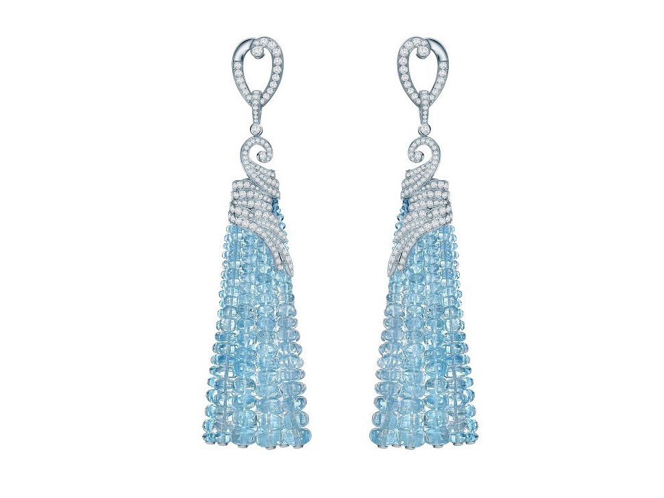Garrard Wings Embrace Aquamarine Tassel Earrings