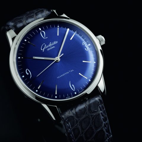 Glashütte Sixties retro steel instance watch