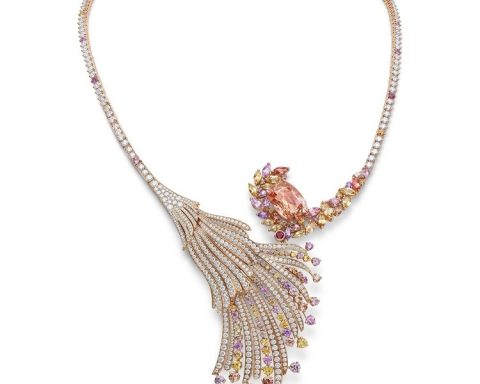 Gübelin Blushing Wing padparadscha pink sapphire necklace