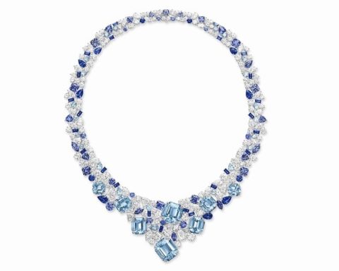 Harry Winston Shades of Blue platinum necklace and earrings