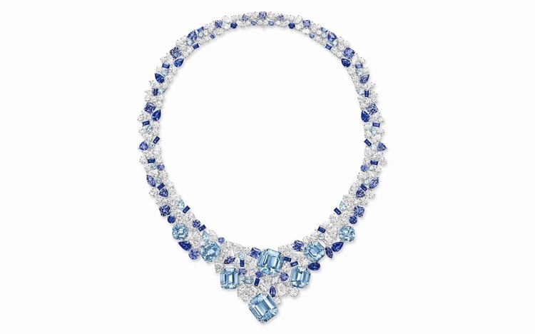 Harry Winston Shades of Blue platinum necklace and earrings