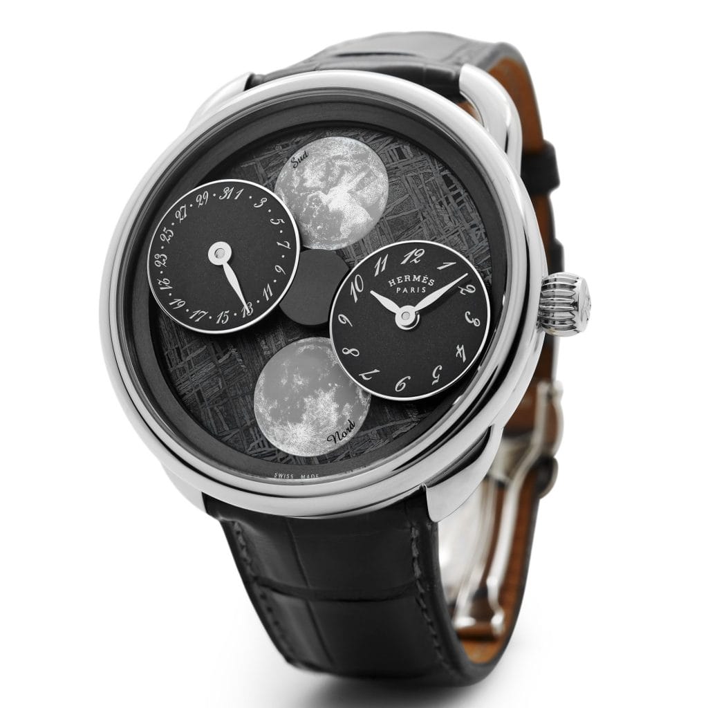 Hermès Arceau L'heure de la lune Meteorite month-to-month analysis time watch