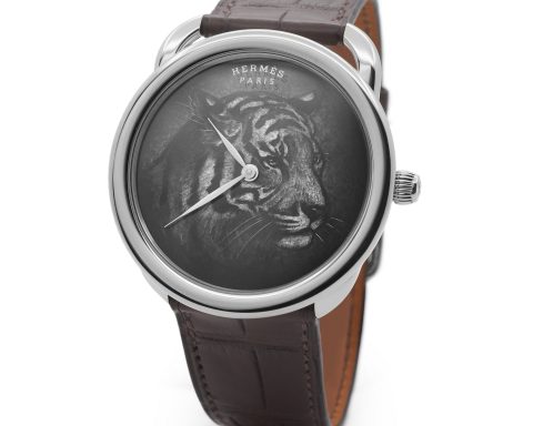 Hermès Arceau Tigre shaded gradient enamel painted watch