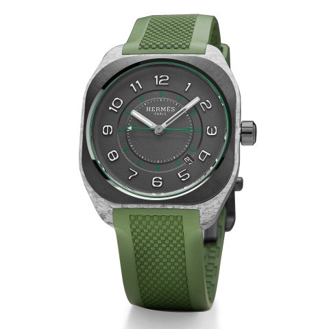 Hermès H08 green theme three-hand watch