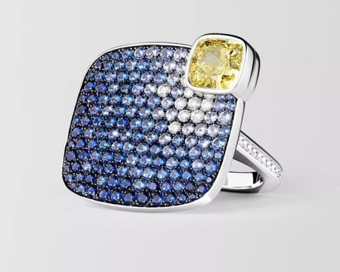 Hermès Miroir d'Ombre yellow diamond necklace and ring
