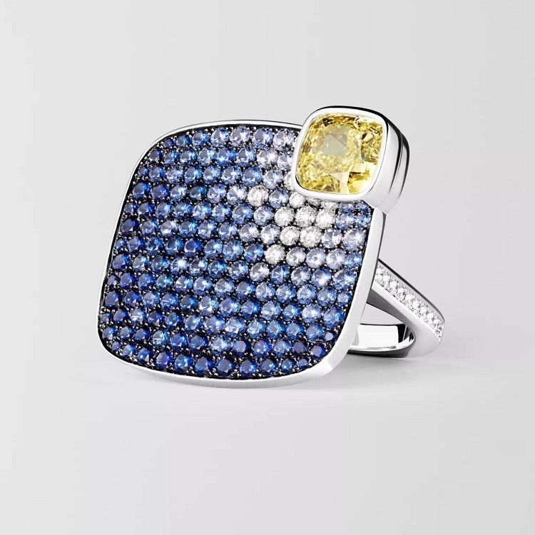 Hermès Miroir d'Ombre yellow diamond necklace and ring