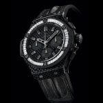 Hublot Big Bang carbon fiber square stone watch