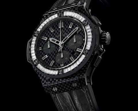 Hublot Big Bang carbon fiber square stone watch