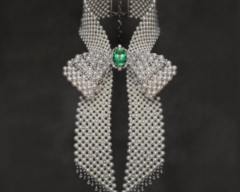 Mikimoto Mikimoto The Bows Green Tourmaline Pearl Necklace