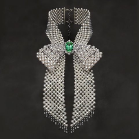 Mikimoto Mikimoto The Bows Green Tourmaline Pearl Necklace