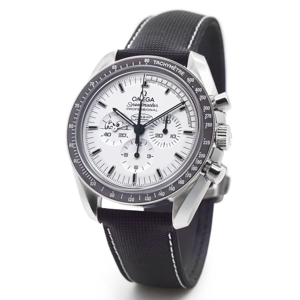 Omega Speedmaster Apollo 13 Silver Snoopy moon landing watch