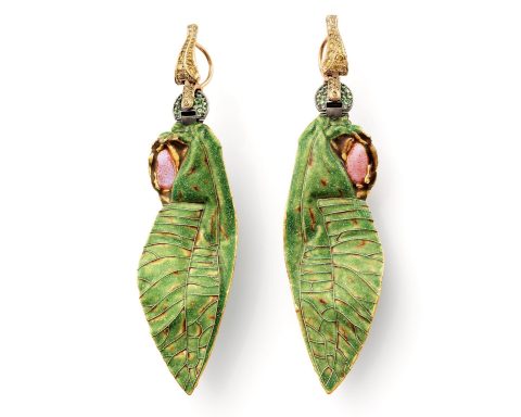 Otto Jakob Tettix "Grasshopper" Gold Drop Earrings