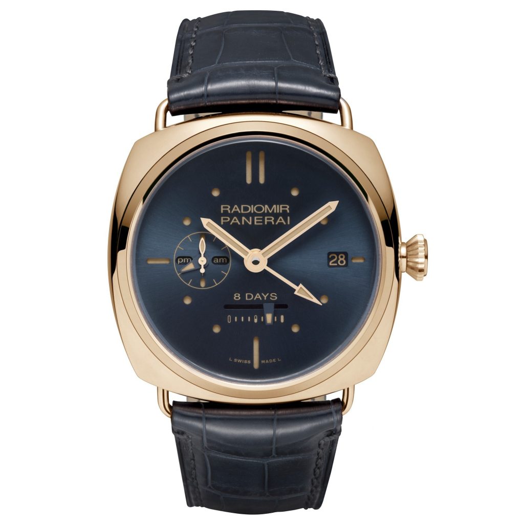 Panerai Radiomir 8-day power reserve dual time red gold watch