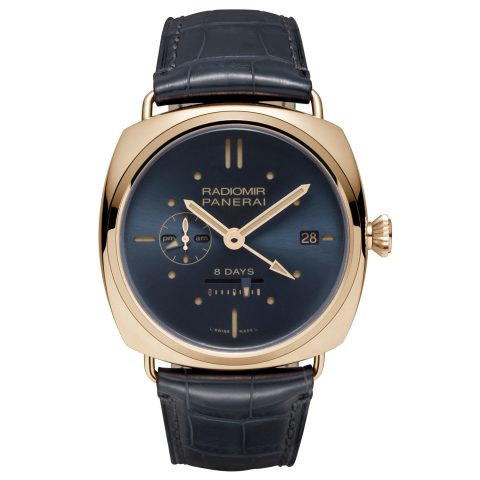 Panerai Radiomir 8-day power reserve dual time red gold watch