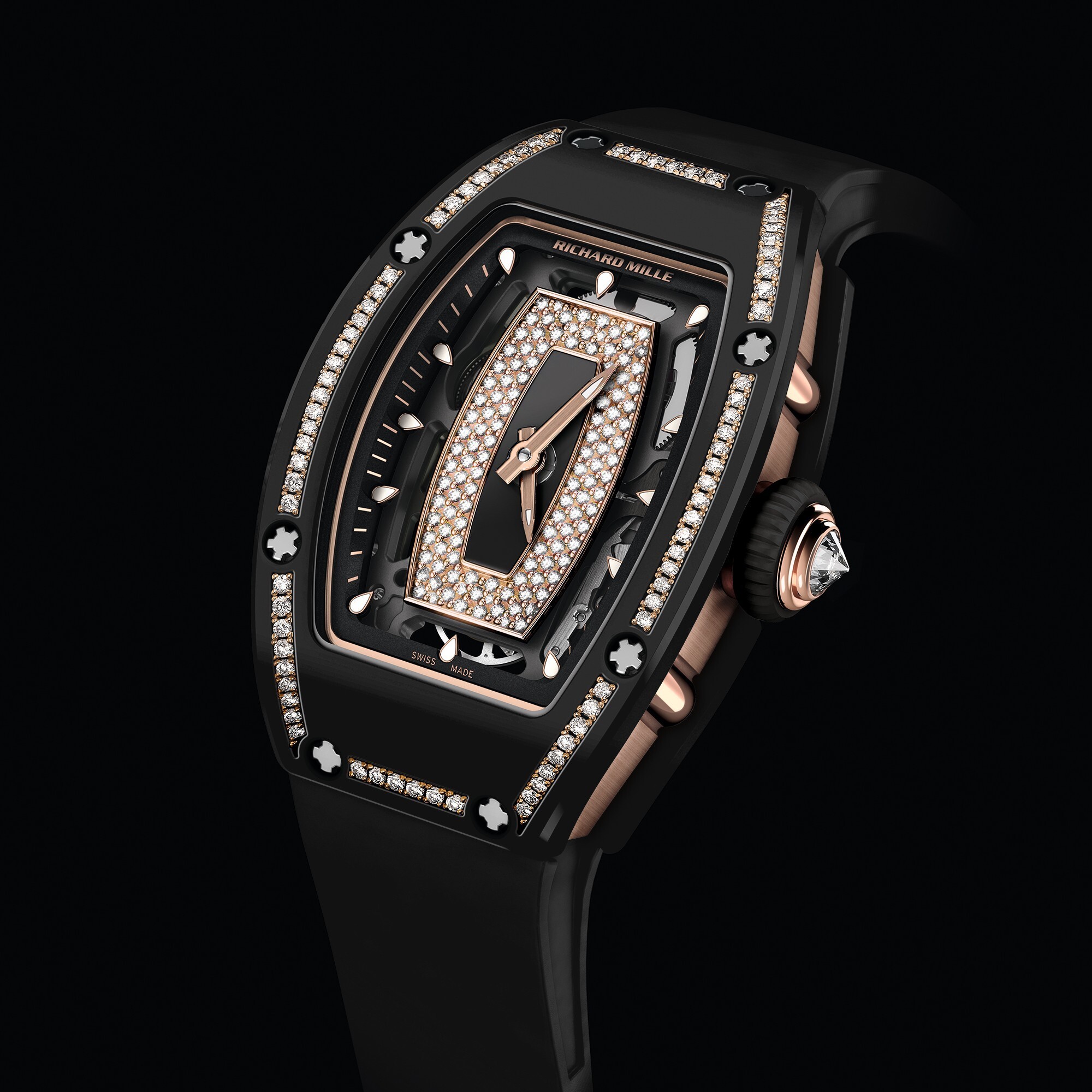 RICHARD MILLE RM 07-01 Gem-set Black Ceramic women's watch diamond TZP ceramic