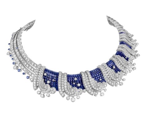 Van Cleef & Arpels Écume Mystérieuse sapphire wave necklace