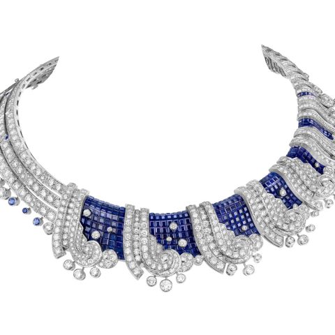 Van Cleef & Arpels Écume Mystérieuse sapphire wave necklace