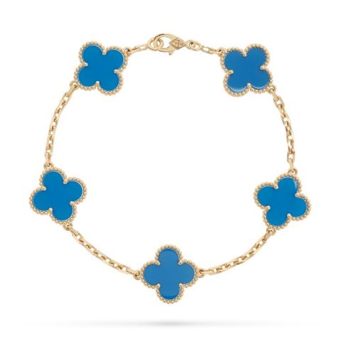 Van Cleef & Arpels Vintage Alhambra blue agate bracelet