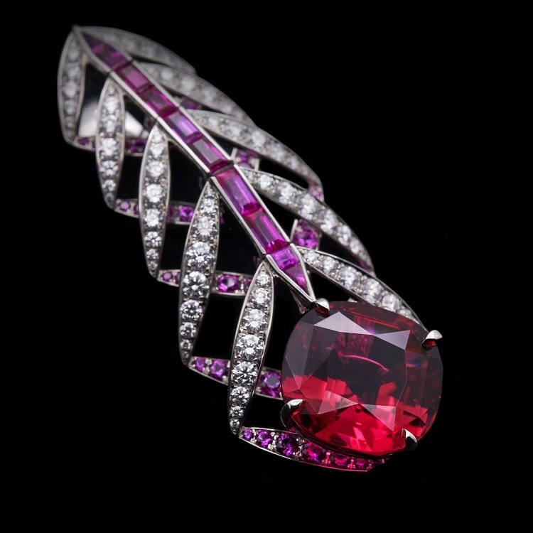 Detailed view of Tiffany & Co. Blue Book 'Yesterday, Today and Tomorrow' Earrings featuring pink sapphires and intricate settings