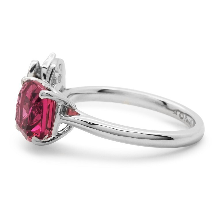 Full view of the luxurious Piaget Rose Pink Tourmaline Ring on white gold