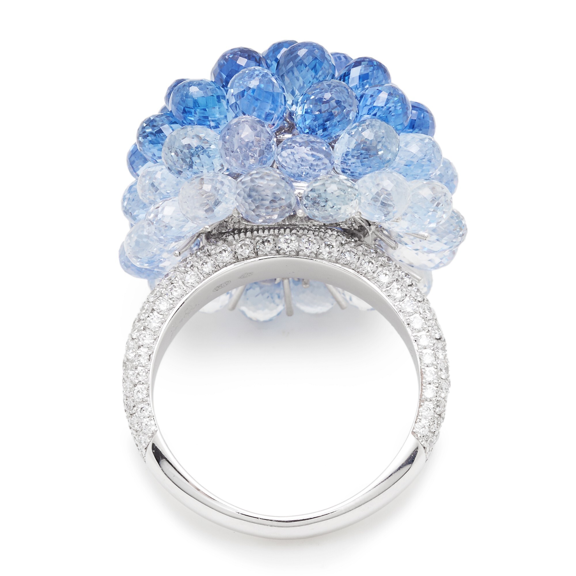 Chopard Copacabana orange sapphire ring, showing the elegant color gradient and diamond accents