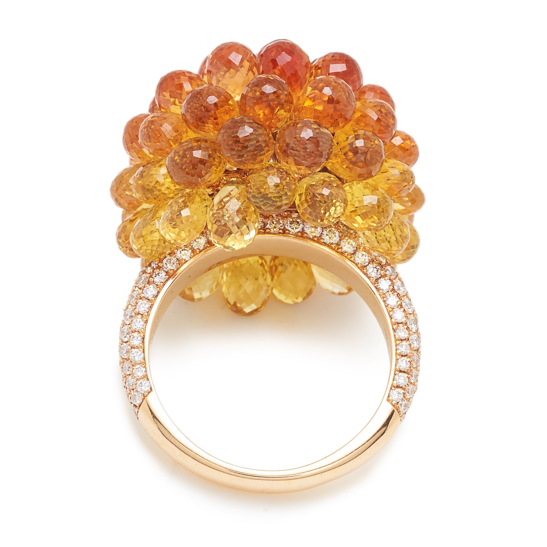 Chopard Copacabana rings displayed together, showcasing the distinct blue and orange variations