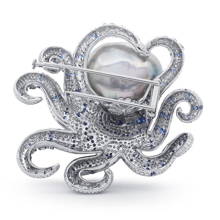 Artistic view of the Tiffany & Co. Blue Book Octopus Brooch, a masterpiece of high jewelry