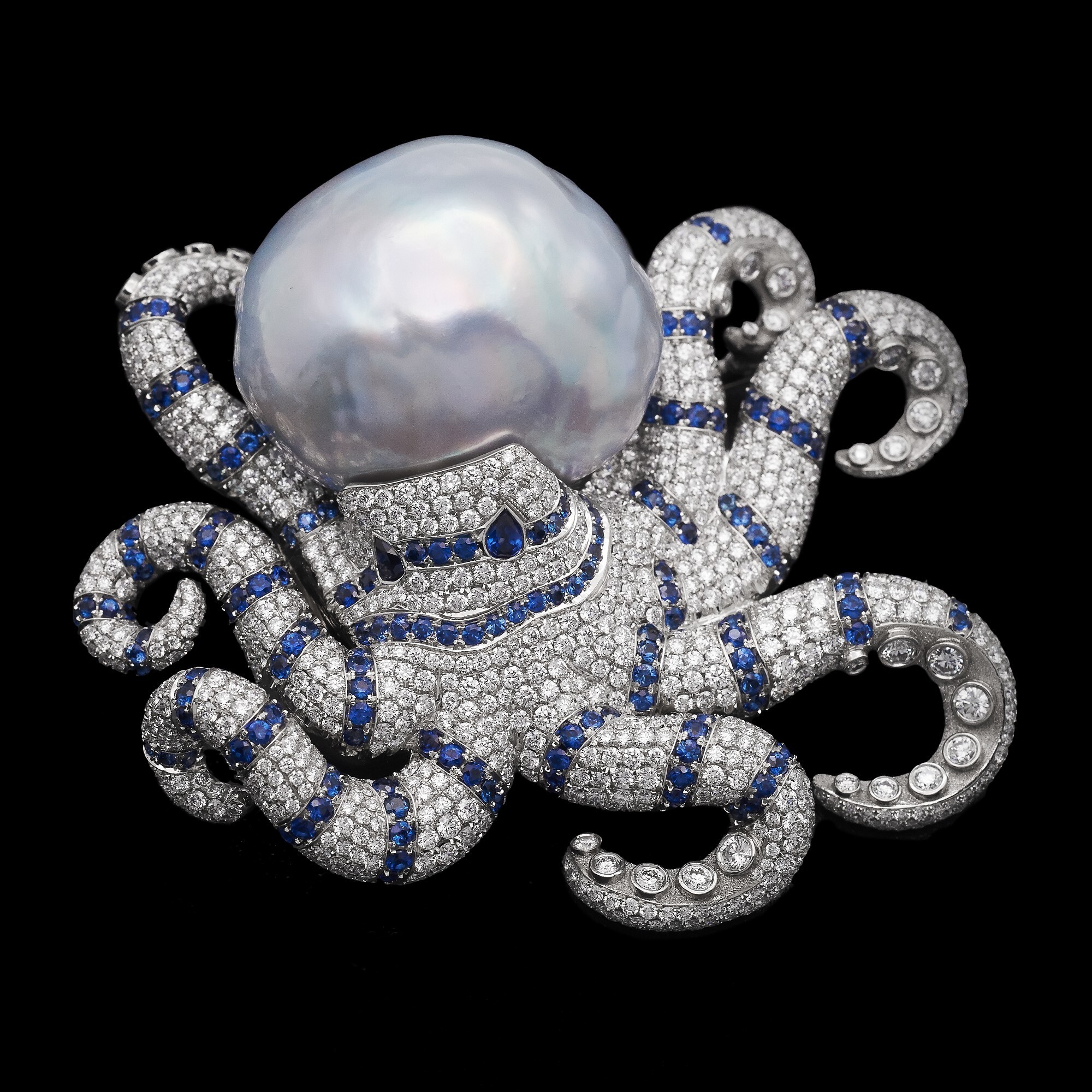 Side profile of the Tiffany Blue Book Octopus Brooch showcasing its dimensional design