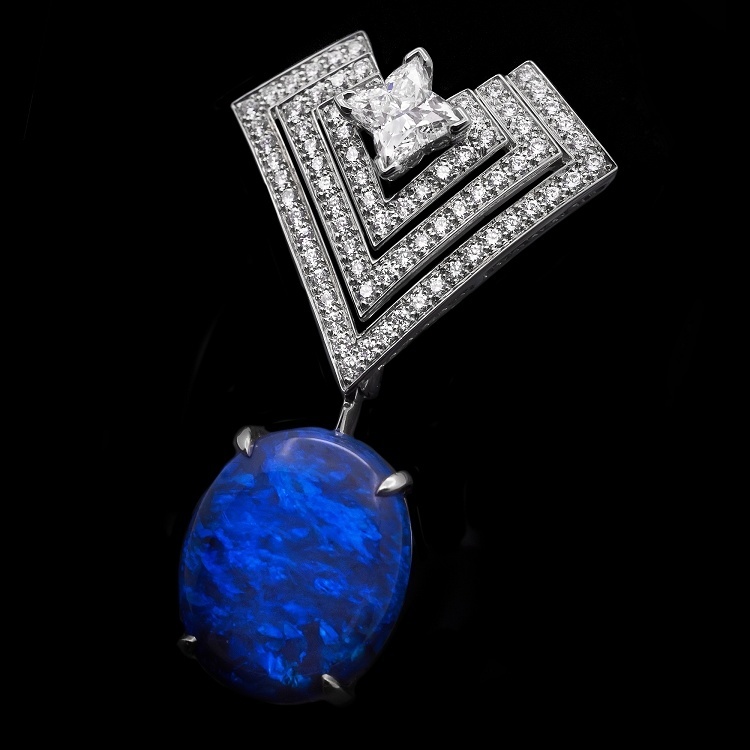 Side profile showcasing the setting of gemstones in Louis Vuitton earrings