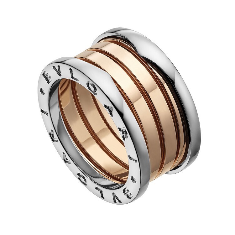 Close-up view of the Bulgari B.Zero1 Perfect Mistake Ring showcasing its mixed metal design