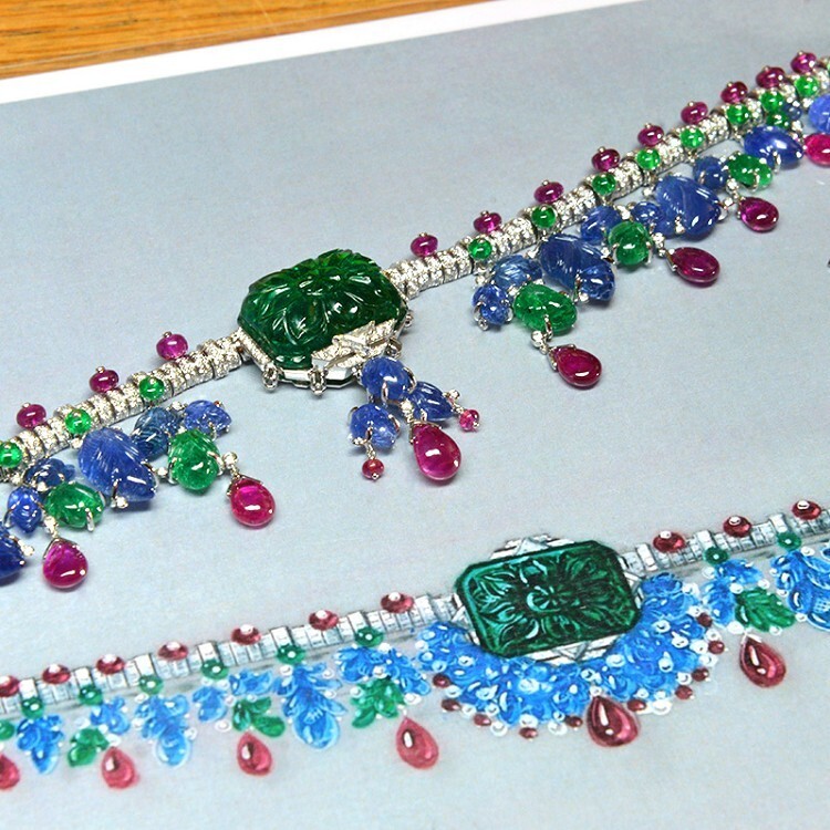 Side view of the Cartier Étourdissant Headband, illustrating its exquisite craftsmanship and the flow of precious stones.