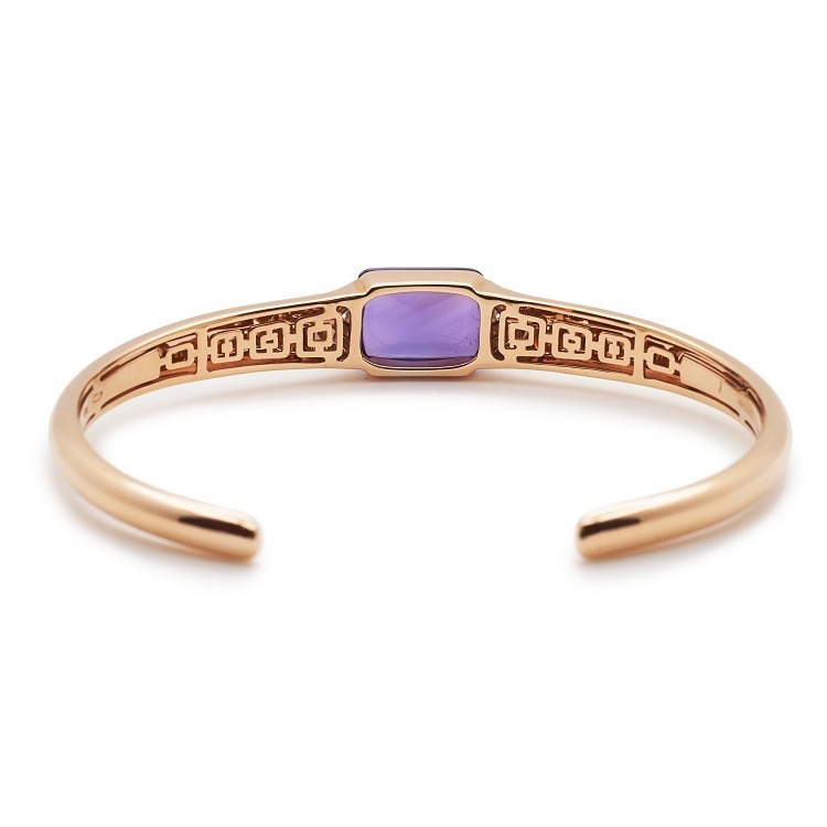 Side view of Bulgari MVSA Rose Gold Bracelet with Amethyst and Diamonds