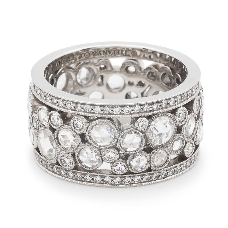 Tiffany & Co. Tiffany Garden Ring, close-up view of the intricate diamond setting and platinum craftsmanship.