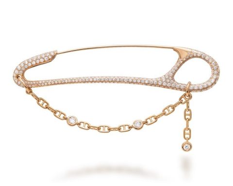 Hermès Chaine d'ancre Twist Cœur rose gold and diamond brooch