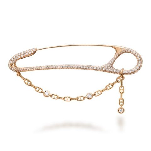 Hermès Chaine d'ancre Twist Cœur rose gold and diamond brooch