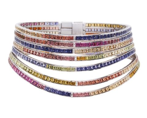 Hermès Feux du Ciel colored gemstone necklace