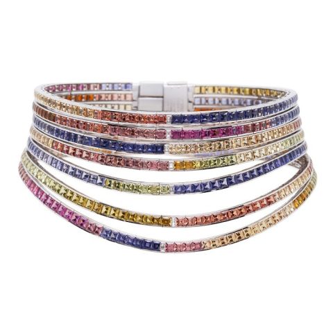 Hermès Feux du Ciel colored gemstone necklace