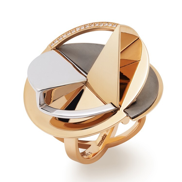 Hermès Trajectoire rose gold ring