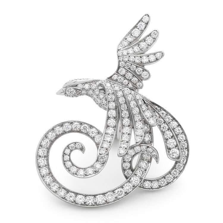Van Cleef & Arpels Oiseaux de Paradis Ring in white gold, set with brilliant-cut diamonds